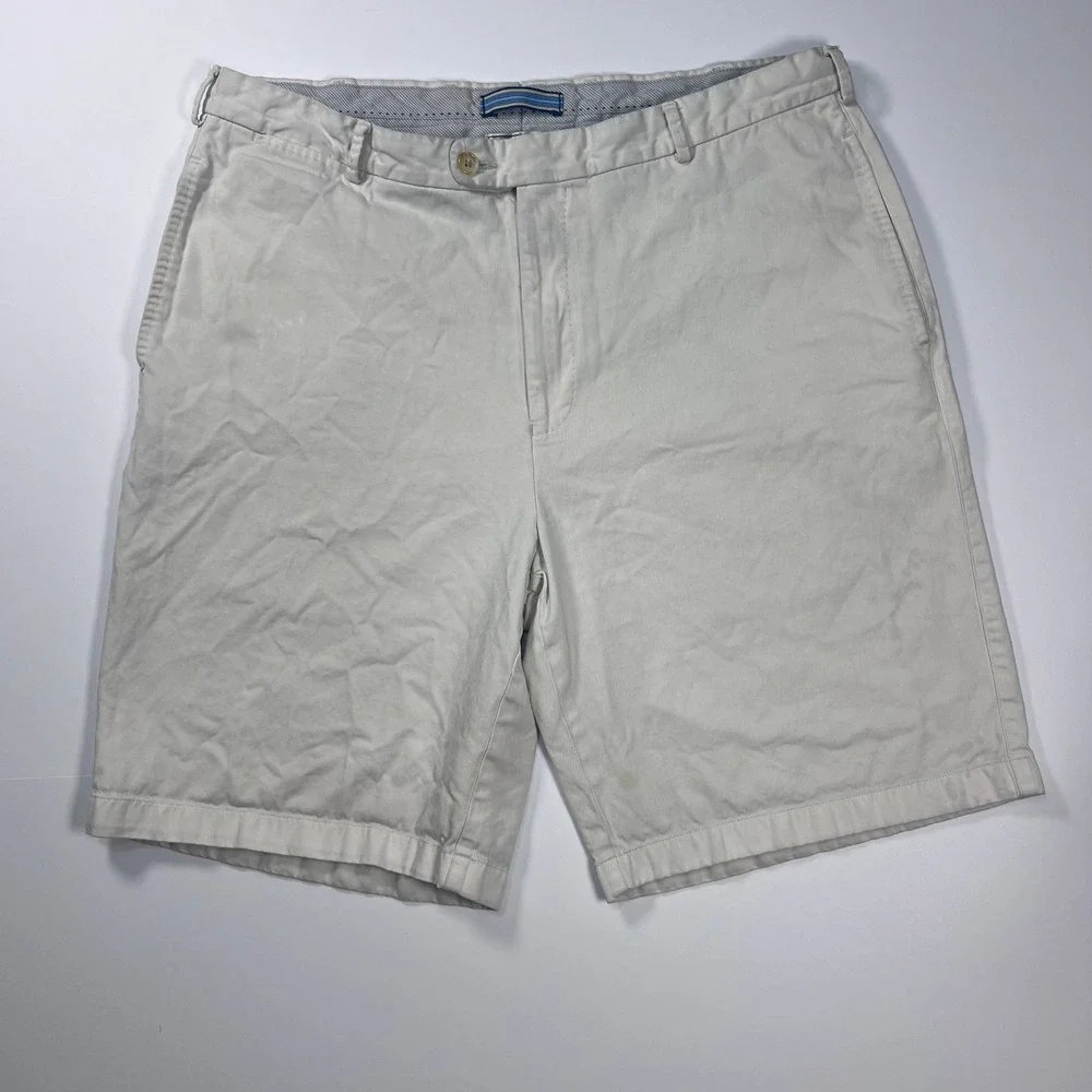 Peter Millar‎ Chino Shorts Mens 36 Stone Pima Cotton Flat Front Golf Casual